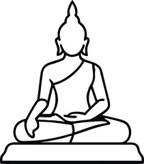 Vector Illustration Flat Line Icon of Thailand Buddha.