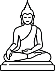 Vector Illustration Flat Line Icon of Thailand Buddha.