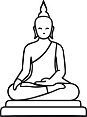 Vector Illustration Flat Line Icon of Thailand Buddha.