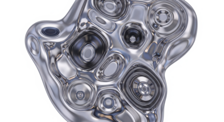 Detailed cross section of a human femur bone showing intricate internal bone structure and marrow cavities isolated on transparent background