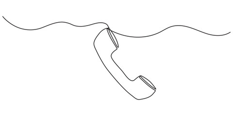 Phone line continuous drawing vector. One line Handset vector background. Handset icon. Continuous outline of a Home phone.
