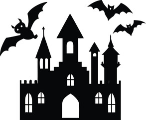 halloween castle and bats