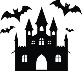 halloween castle with bats