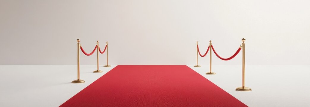 Elegant red carpet scene with velvet ropes for glamorous event design