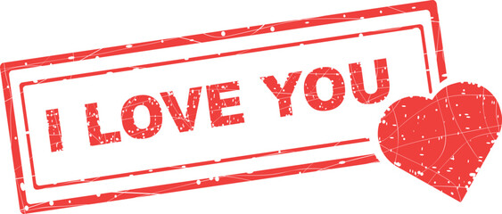 vector illustration red worn texture rubber stamp i love you text and heart symbol