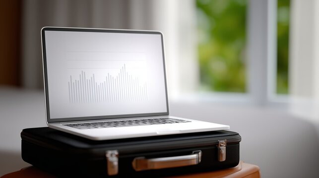 Laptop with Data Analysis in Modern Workspace - Powered by Adobe