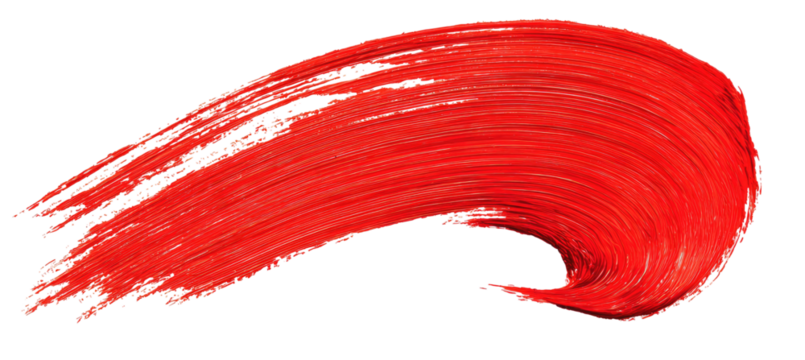 A vibrant, sweeping stroke of crimson paint