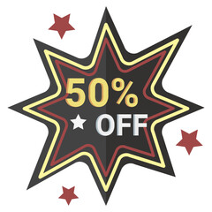  50 percent off Icon, Flat style icon vector illustration, Suitable for website, mobile app, print, presentation, infographic and any other project.