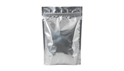 Silver Metallic Packaging Bag Vertical Sealed Rectangular Isolated Transparent PNG