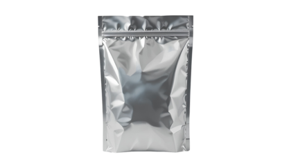 Silver Metallic Packaging Bag Vertical Sealed Rectangular Isolated Transparent PNG
