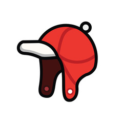 Bright red cartoon winter hat mascot with bold outline. Fun and friendly character design, suitable for children during winter, New Year holidays or gifts.