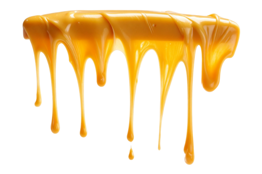 Melted cheese pulling hot and gooey, showing delicious stretchy texture on transparent background
