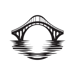 bridge over water vector silhouette clip art logo design illustration. abstract icon set collections