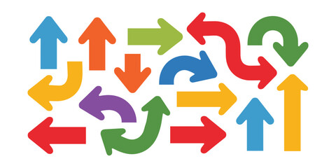 Assorted Arrows Pointing in Various Directions a Colorful and Diverse Visual Representation