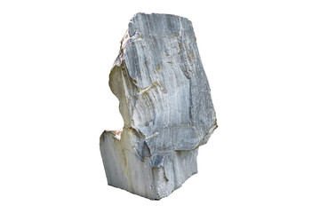 Large granite fragment isolated on a transparent background. Texture and layered structure of the stone are clearly visible.