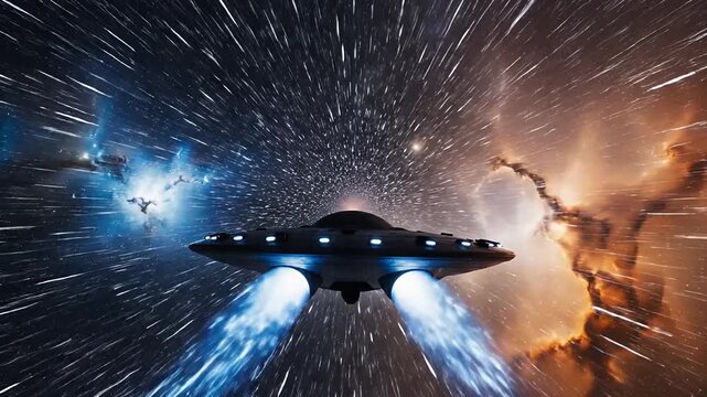 Hyperspace Journey A Cinematic FTL Flight Through Cosmic Nebulae
