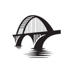 bridge over water vector silhouette clip art logo design illustration. abstract icon set collections