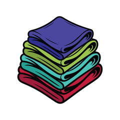 Colorful Stack of Folded Towels or Clothes Depicting Laundry or Organized Textiles