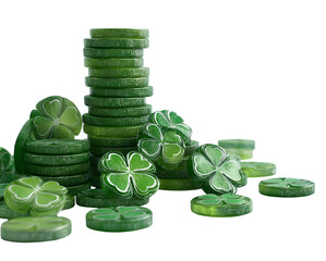 Irish coin for St Patrick day, transparent background