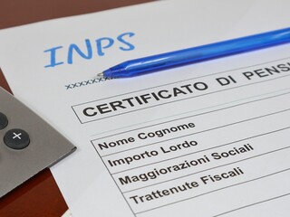INPS pension certificate template.