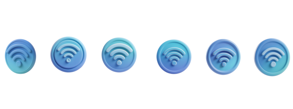 Claymorphic Neumorphic 3D Wi-Fi Signal Icon, Transparent Background