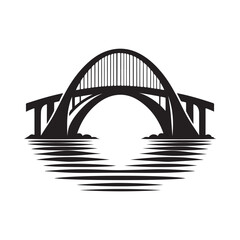 bridge over water vector silhouette clip art logo design illustration. abstract icon set collections