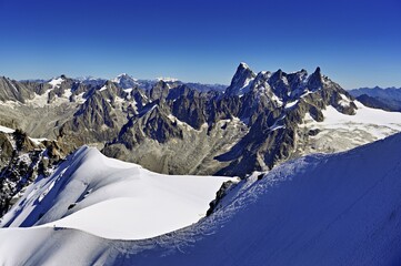 Snowcovered Mountain Ridge Behind Aiguille