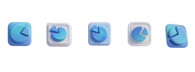 Claymorphic Neumorphic 3D Pie Chart with Lifted Wedge, Transparent Background