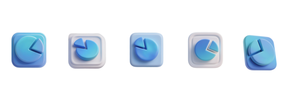 Claymorphic Neumorphic 3D Pie Chart with Lifted Wedge, Transparent Background