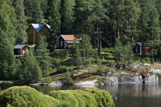 Workers' houses, former paper factory and mill for the production of groundwood pulp board, UNESCO World Heritage Site Verla Factory Village, Maailmanperint&ouml;kohde Verlan puuhiomo ja pahvitehdas, Verla Rapids, Kymenlaakso, near Kouvola, Finland