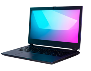  Closed Gaming Laptop with Colorful Edge Glow, Side View, Isolated on Transparent Background