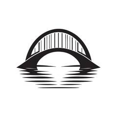 bridge over water vector silhouette clip art logo design illustration. abstract icon set collections