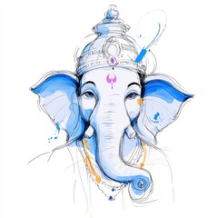 A watercolor celebration of the hindu deity's iconic form