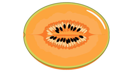 Half cut cantaloupe melon showing seeds and orange flesh for healthy eating.