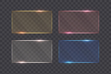 A set of glowing neon frames in various colors on a transparent background. These vibrant frames are perfect for UI overlays, banners, product packaging, app templates, and other design elements. © Alesya