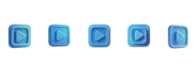 Soft 3D Claymorphic Play Button Tile Icon, Neumorphic, Transparent Background
