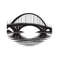bridge over water vector silhouette clip art logo design illustration. abstract icon set collections
