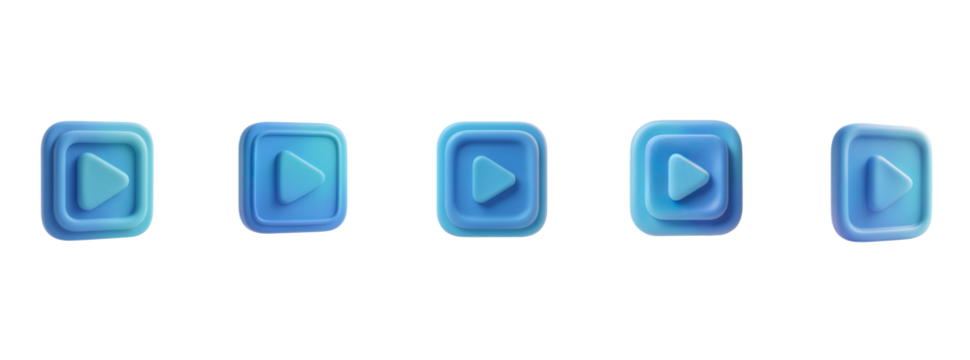 Soft 3D Claymorphic Play Button Tile Icon, Neumorphic, Transparent Background