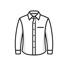 Stylized Black and White Illustration of a Long Sleeved Button Down Shirt with Pocket