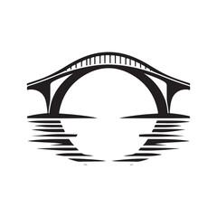 bridge over water vector silhouette clip art logo design illustration. abstract icon set collections