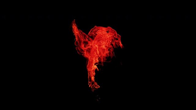 Fire
This stock motion graphics video shows a jet stream of red fire rising up and disappearing, against a transparent background.