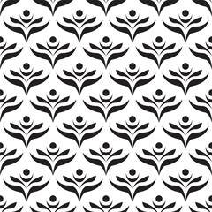 Abstract Black and White Figure Repetitive Ornament Seamless Pattern