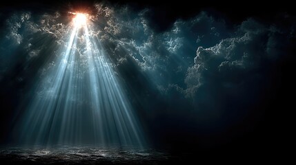 Sunlight breaking through dark clouds