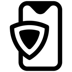 Cybersecurity - smartphone. Outlined stroke vector icon with black-filled details.