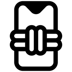 Ransomware. Outlined stroke vector icon with black-filled details.