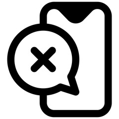 Smishing. Outlined stroke vector icon with black-filled details.