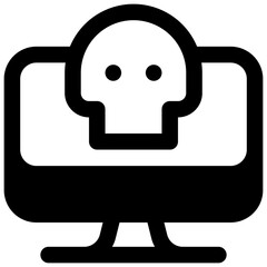 Scareware. Outlined stroke vector icon with black-filled details.