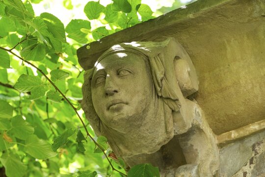 Left corner mask from Heinrich Schickhardt's house at Kanzleistra&szlig;e 17 in Stuttgart, St&auml;dtisches Lapidarium, City of Stuttgart, Baden-W&uuml;rttemberg, Germany