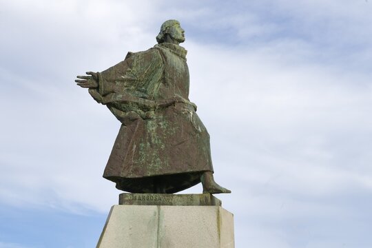 Navigator Joao Alvares Fagundes Statue, Discoverer of Newfoundland, Viana do Castelo, Minho, Portugal