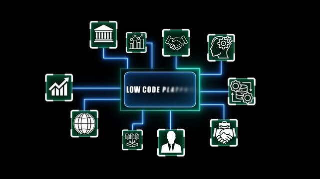 Representing low code platform, financial management, budgeting, business growth.. Development goals, focusing on common goals, achieving business goals.